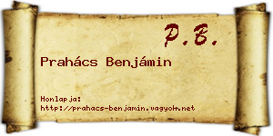 Prahács Benjámin névjegykártya